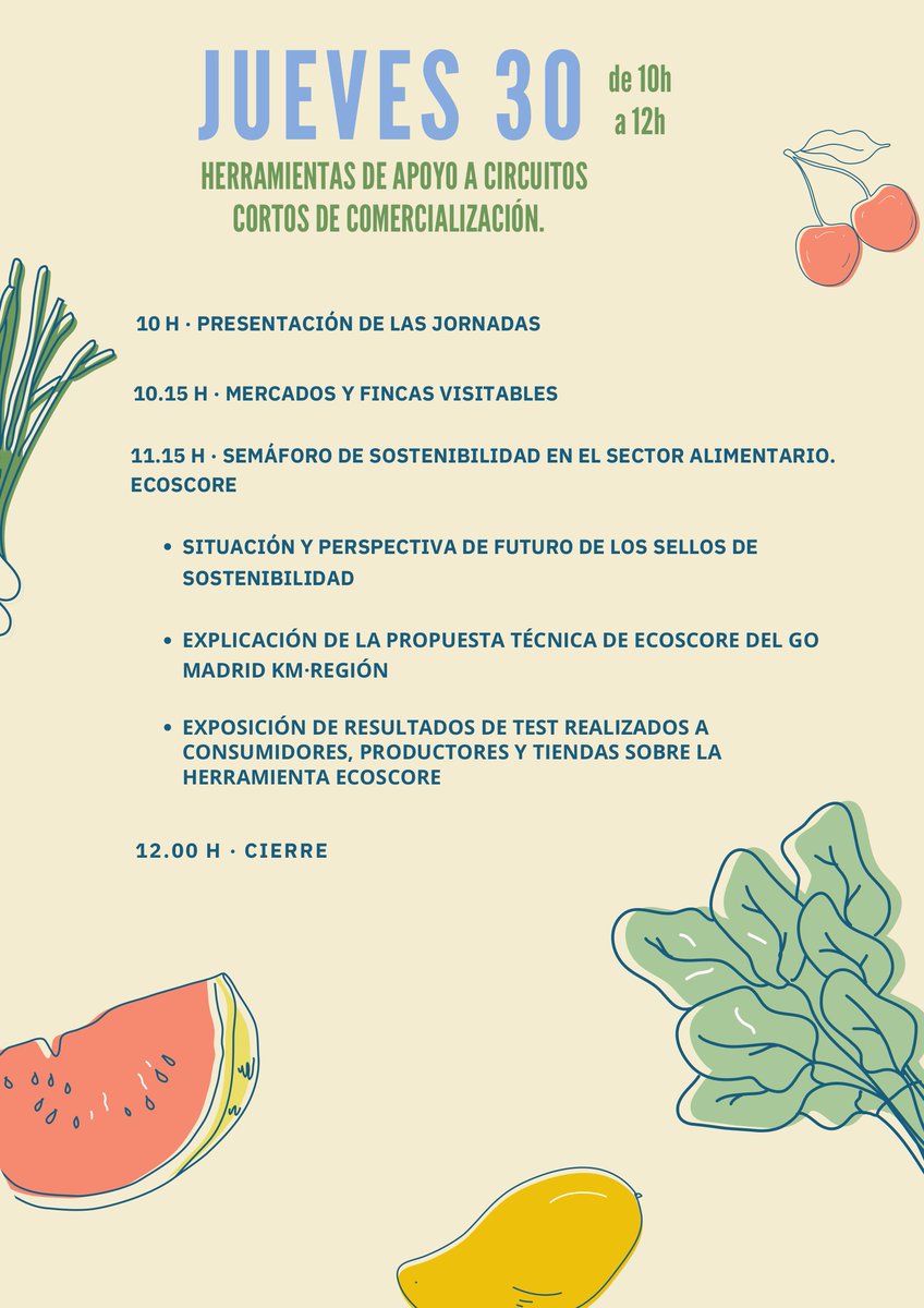 🌬⏳ ¡Cómo pasa el tiempo! Ya han pasado 3 años desde que iniciamos este grupo de investigación y acción de propuestas de canales cortos de comercialización (consumo local y sin intermediarios) en la #ComunidadDeMadrid y ahora toca compartir resultados. ¿Nos acompañas? 🗓️29-30/09