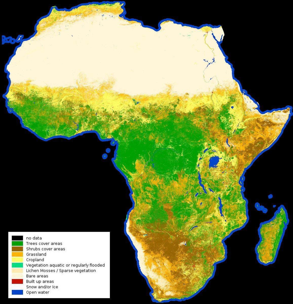 Looking at these <a href="/Google/">Google</a> building and <a href="/esa/">European Space Agency</a> landuse datasets, is it apparent Africa has 60% of the worlds uncultivated arable land?