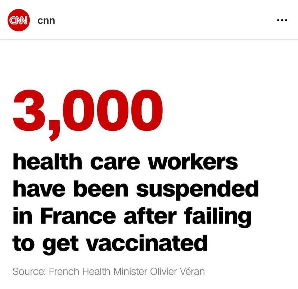 doctormacias's tweet photo. En Francia no se andan con cosas. Ha suspendido a 3000 trabajadores de la salud por no vacunarse contra COVID. https://t.co/lL14RplLdP