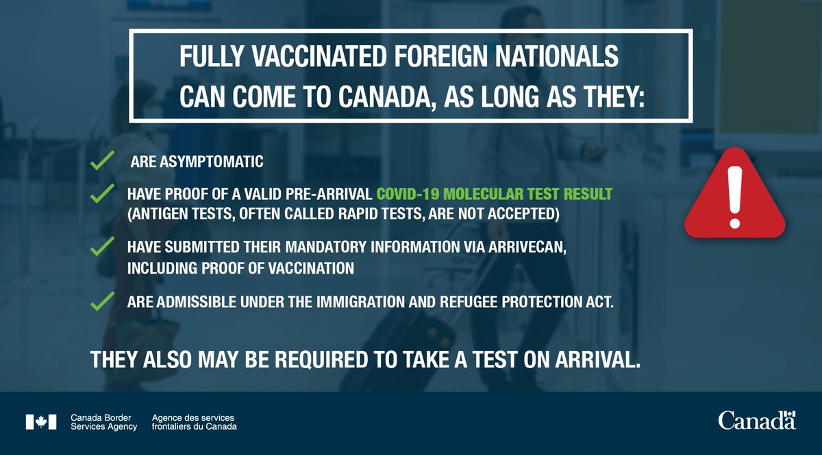 Canada Border Services Agency (@canborder) on Twitter photo Foreign nationals can now travel to Canada for discretionary (non-essential) reasons if they have been fully vaccinated with <a href="/GovCanHealth/">Health Canada and PHAC</a> approved #Covid19 vaccines.
Find out if you can enter Canada ➡️ ow.ly/LicM50GbOzu Foreign nationals can now travel to Canada for discretionary (non-essential) reasons if they have been fully vaccinated with <a href="/GovCanHealth/">Health Canada and PHAC</a> approved #Covid19 vaccines.
Find out if you can enter Canada ➡️ ow.ly/LicM50GbOzu