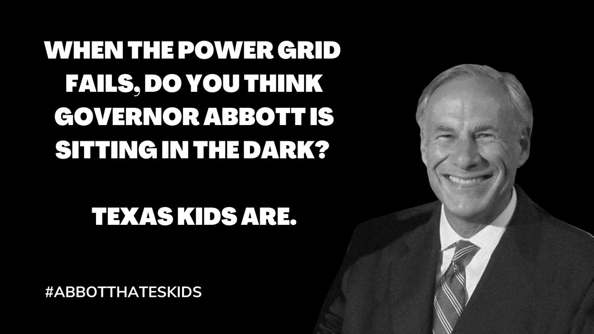 Does anyone honestly believe the Governor's mansion is impacted by our failed power grid? No honey, it's got generators. #AbbottHatesKids #txlege