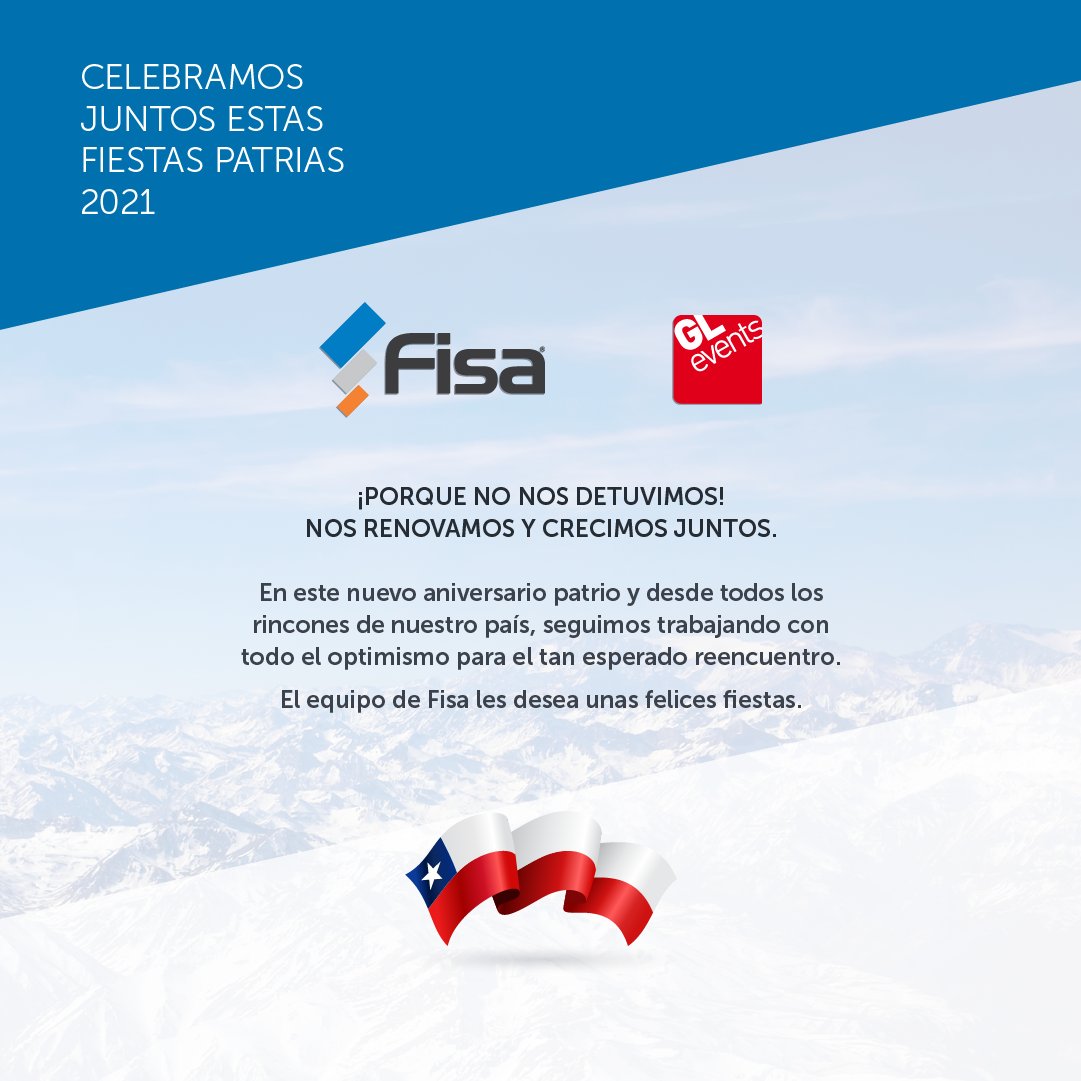 fisa_oficial's tweet photo. En este nuevo aniversario patrio y desde todos los rincones de nuestro país, seguimos trabajando con todo el optimismo para el tan esperado reencuentro 💪🏻

El equipo de @fisa_oficial les desea unas felices fiestas 🇨🇱 https://t.co/jPUy4hjAoN
