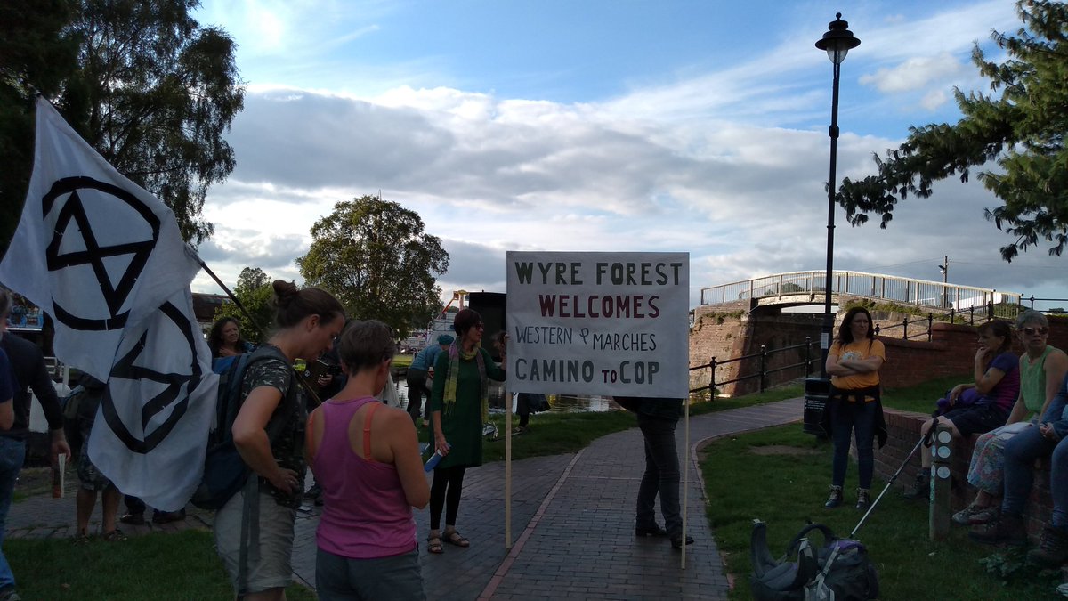 We've made it to Stourport where we are meeting more caministas from the Marches Camino. <a href="/caminotocop/">Camino To COP</a> #ClimateEmergency