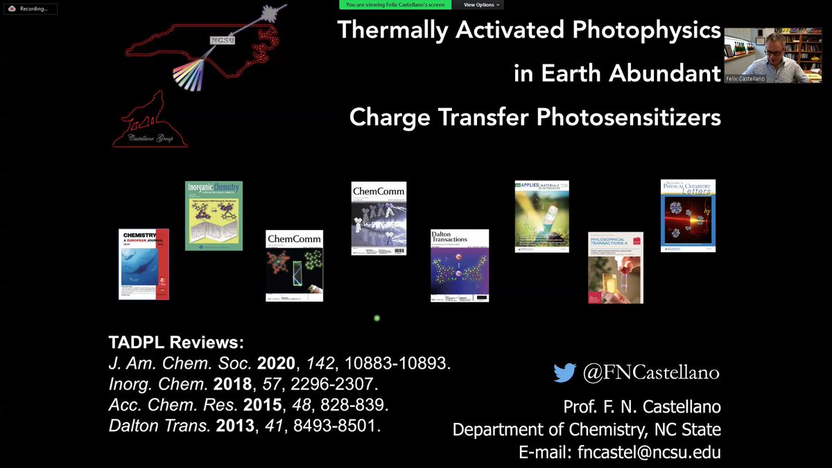 Maximising the rISC (@maximisetherisc) on Twitter photo We have <a href="/FNCastellano/">Phil Castellano</a> closing the first session this afternoon with an insight into the thermally activated (and unexpected) photophysics of earth-abundant charge transfer photosensitizers. #MAXrISC #FluorescenceFriday We have <a href="/FNCastellano/">Phil Castellano</a> closing the first session this afternoon with an insight into the thermally activated (and unexpected) photophysics of earth-abundant charge transfer photosensitizers. #MAXrISC #FluorescenceFriday