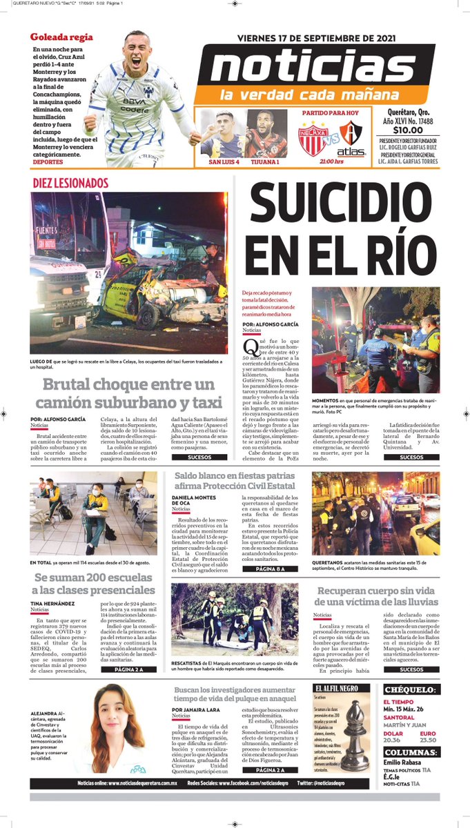 EdgarArteaga1's tweet photo. Buen día! 👋 #Viernes PRIMERAS PLANAS  #Querétaro #Nacionales🗞️📊📰 
Excelente fin de semana. https://t.co/PyR46qoViK