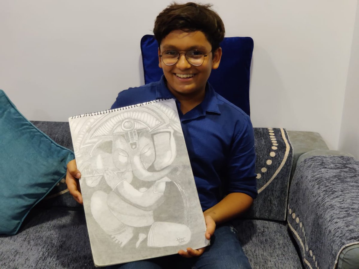 Yes, Arham is one of Ganeshji's biggest fans. He has been drawing for a while now but never had an opportunity to share his art beyond his sketchbook. With <a href="/holaplex/">Holaplex</a> he has now been able to mint his works on <a href="/Solana/">Solana</a>. Thanks <a href="/rajgokal/">raj 🖤</a> for making Solana.