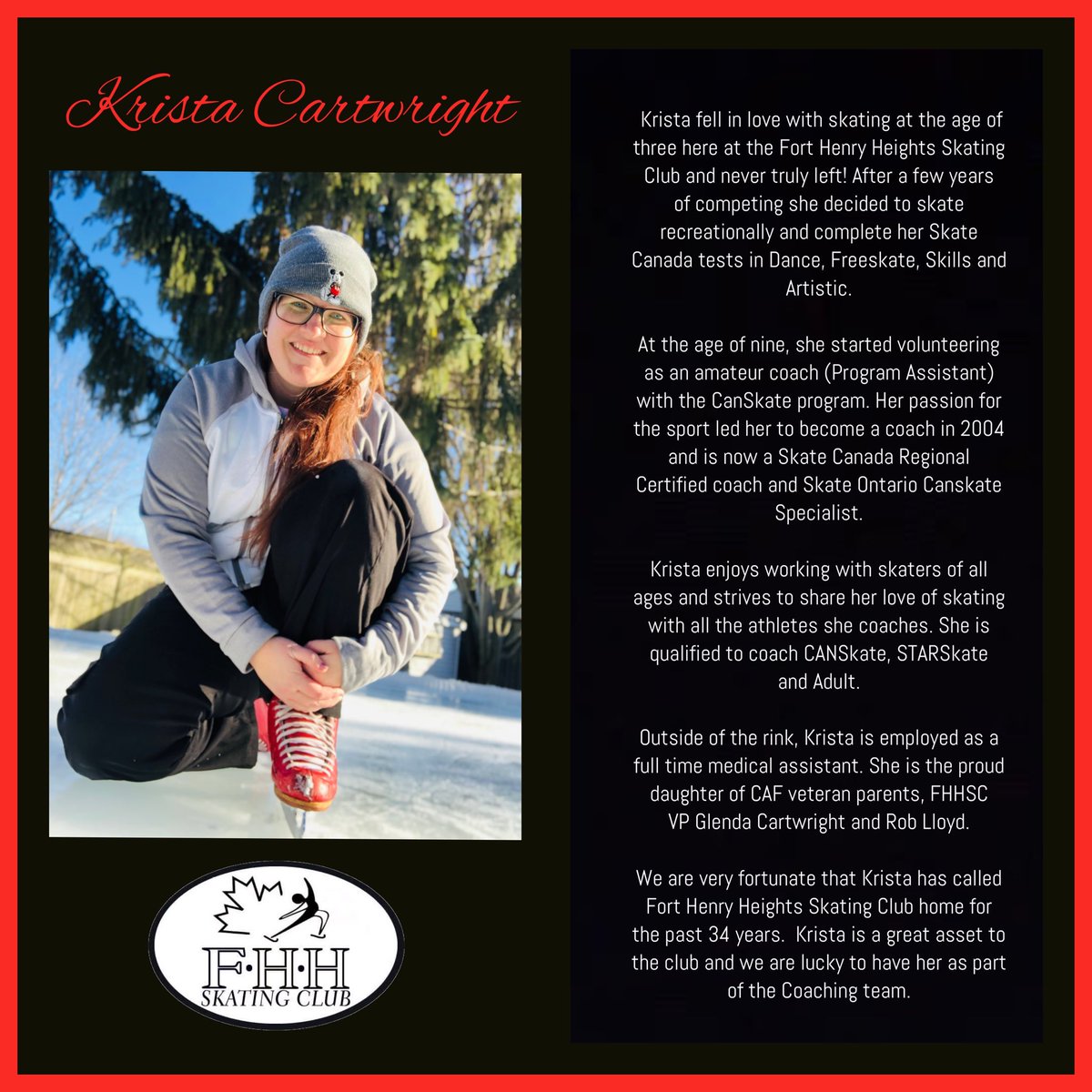 FHHSC's tweet image. Did you know that National Coaches Week runs this year from September 18th to September 26th? In the days leading up to this, we would like to take the time to introduce you to our amazing coaching team! Today we’d like introduce you to Krista Cartwright.