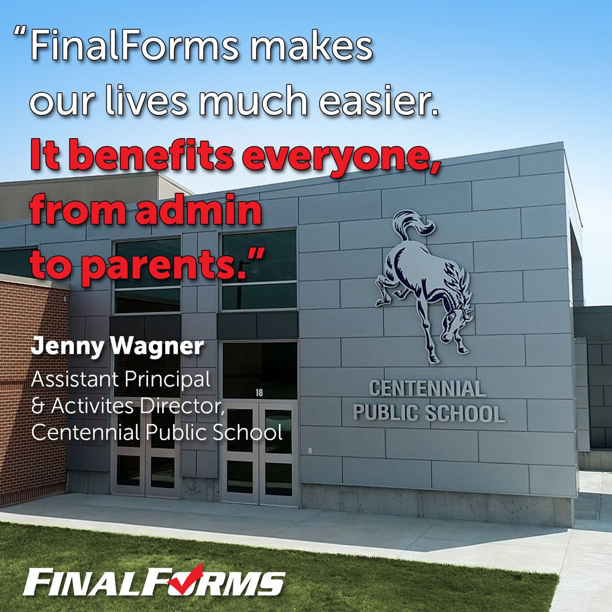 FinalForms's tweet image. &quot;FinalForms makes our lives much easier. It benefits everyone from admins to parents.&quot;

Jenny Wagner Assistant Principal &amp;amp; Activities Director
Centennial Public School
#FinalForms #AthleticDirectors #HighSchoolAthletics