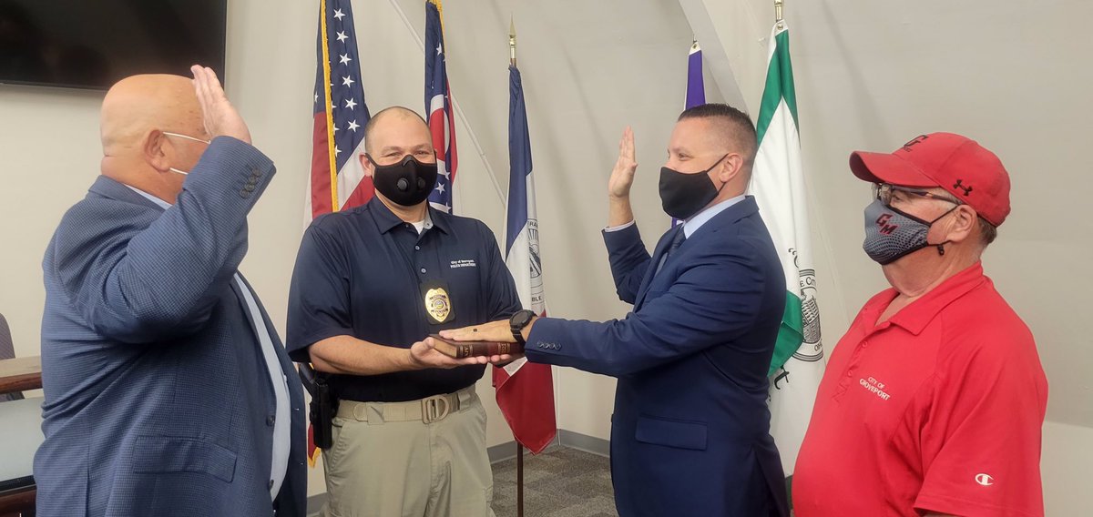 Yesterday we swore in Adam Greter as your newest GPD officer.  Adam comes to us with 5 years of experience and is excited to become a part of our community.
Mayor Lance Westcamp and city council are committed to a well staffed,equipped, and trained police department.