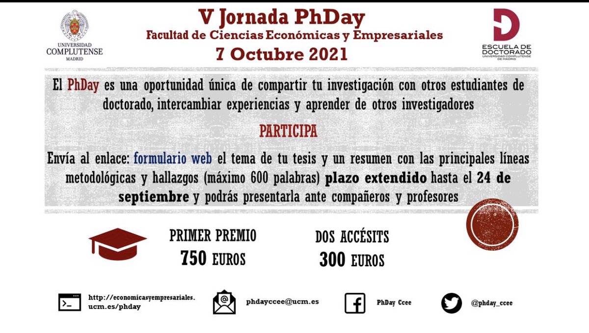 🚨importante🚨 se amplía plazo de convocatorias para la inscripción del PHDAY, hasta el 24 de septiembre #convocatoria2021 #tesis #proyecto