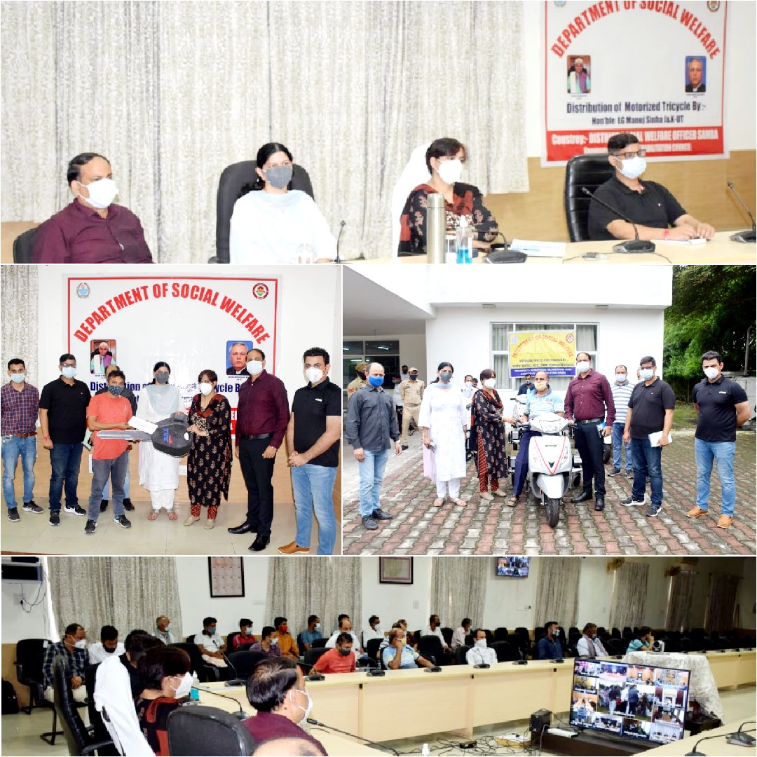 diosamba1's tweet photo. District Administration #Samba as part of Social Justice and empowerment, distributed 07 motorized tricycles among Divyangs today at an function organized by department of social welfare staff conference hall @diprjk @dswosamba @ajaysharmajkas https://t.co/LQWbWk6iTO