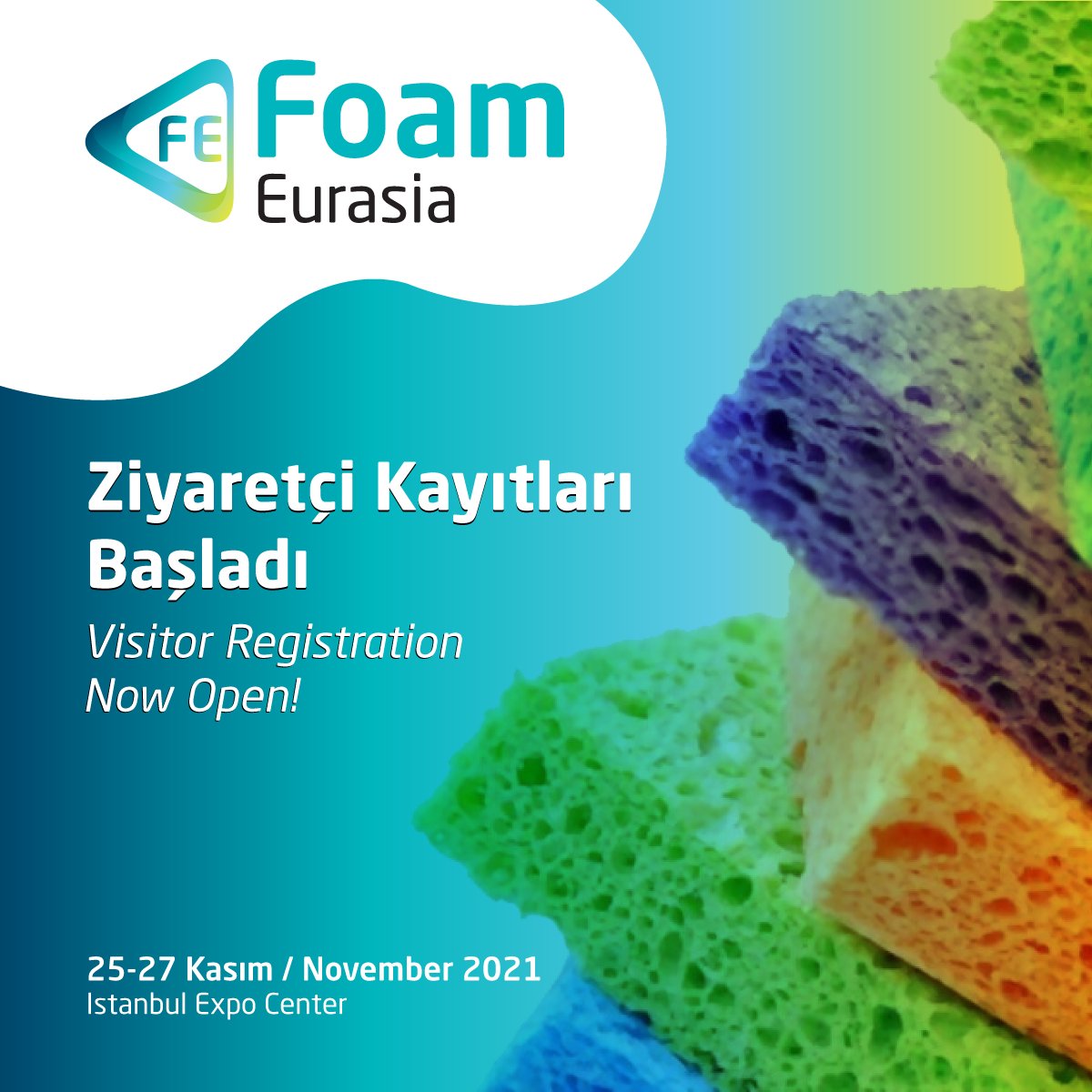 artkimexpo's tweet photo. Foam Eurasia 2021 için ziyaretçi kayıtları açıldı!
Teknik köpük sektörünün yeni buluşma noktası için online ziyaretçi kaydınızı yapmayı unutmayın!
https://t.co/UYoBlMVy7x
#foameurasia #teknikköpük #süngersanayi #fuar #istanbulfuarmerkezi #foamindustry #technicalfoam #exhibition https://t.co/RC6gzRP6hw