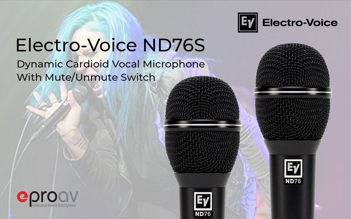 eproav's tweet photo. Electro-Voice ND76S Dynamic Cardioid Vocal Microphone With Mute/Unmute Switch
Check it now!
https://t.co/NWfimAPJRp

#microphones #cardioidmicrophones #performancemicrophones #music #professionalaudio #electrovoice #boschprosound #vocalmicrophones #nd76s @eproav @bosch @ateksis https://t.co/EekRtMMiIw