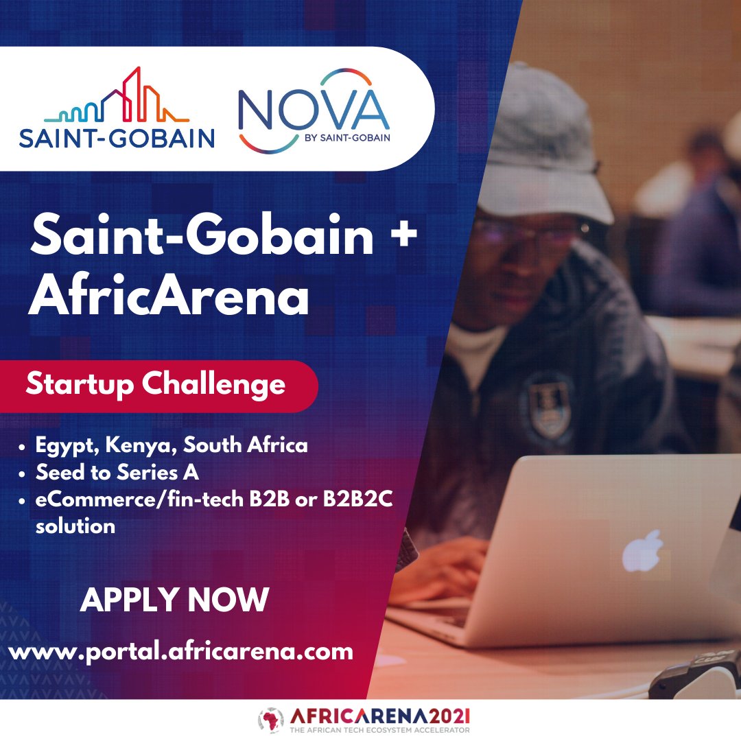 STARTUP SAVANNA X AFRICARENA
Inviting startups offering an #ecommerce or #fintech solution 🚀 for this challenge in proud partnership with AfricArena to win the Saint-Gobain challenge on bit.ly/StartupSavanna….
#StartupSavanna #PositioningKenyaGlobally #GlobalInnovations #Kenya
