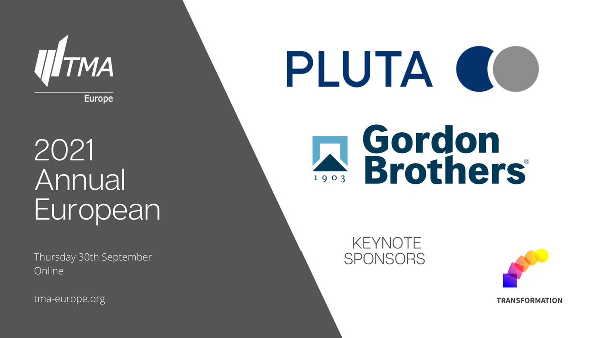 Thank you to PLUTA and <a href="/GordonBrothers/">Gordon Brothers</a> for supporting the 2021 Annual European 'Transformation' keynote when Nimit Shah and Matthew Mawhinney will be discussing recent, high profile cases bit.ly/2YfN1C1
#turnaroundmanagement #turnaround #europe #transformation
