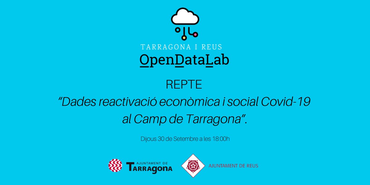 OpenDataTGN's tweet photo. 🔵 30/09/2021 a les 18h! 💻 Apuntat al #workshop d’inici de temporada presencial del repte "Dades reactivació econòmica i social COVID-19 al Camp de Tarragona" #OpenDataLab Presentarem la web de recopilació i transformació de #dadesobertes 👉 https://t.co/RTi8ue2pvM https://t.co/sKc0xwoLYp