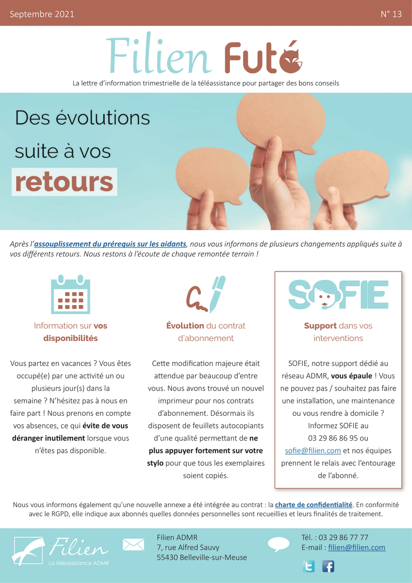 Retrouvez Filien Futé, la lettre d’information trimestrielle de la téléassistance pour partager des bons conseils 😀

<a href="/ADMRun/">ADMR</a> @FilienADMR
 #téléassistance #silvereconomie