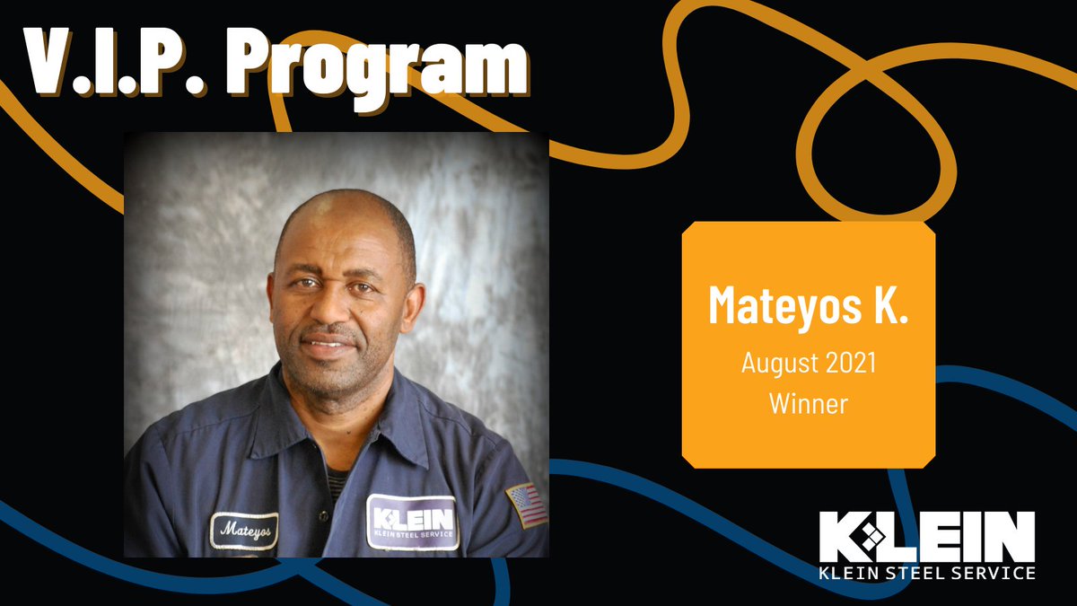 KleinSteel's tweet photo. Congratulations to Mateyos K. for being the August V.I.P. Winner! The Klein Steel V.I.P. Program recognizes team members who live our values and imperatives - they go beyond the call of duty and rise to the occasion with a smile on their face.
#VIPProgram #KleinSteel https://t.co/yy7sPyIZVy