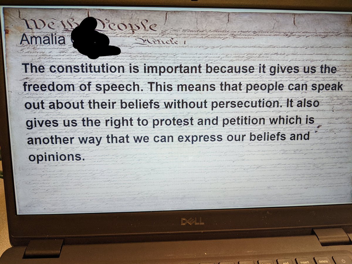 CoTeachHistory's tweet photo. Happy Constitution Day! Today is 234th anniversary of the signing of the US Constitution. To celebrate Constitution Day students are creating a slideshow stating what the US Constitution means to them. Amazing responses from students.....very impressed. #wilsonsouthern #wilsonsd https://t.co/a7IWj9M7CC