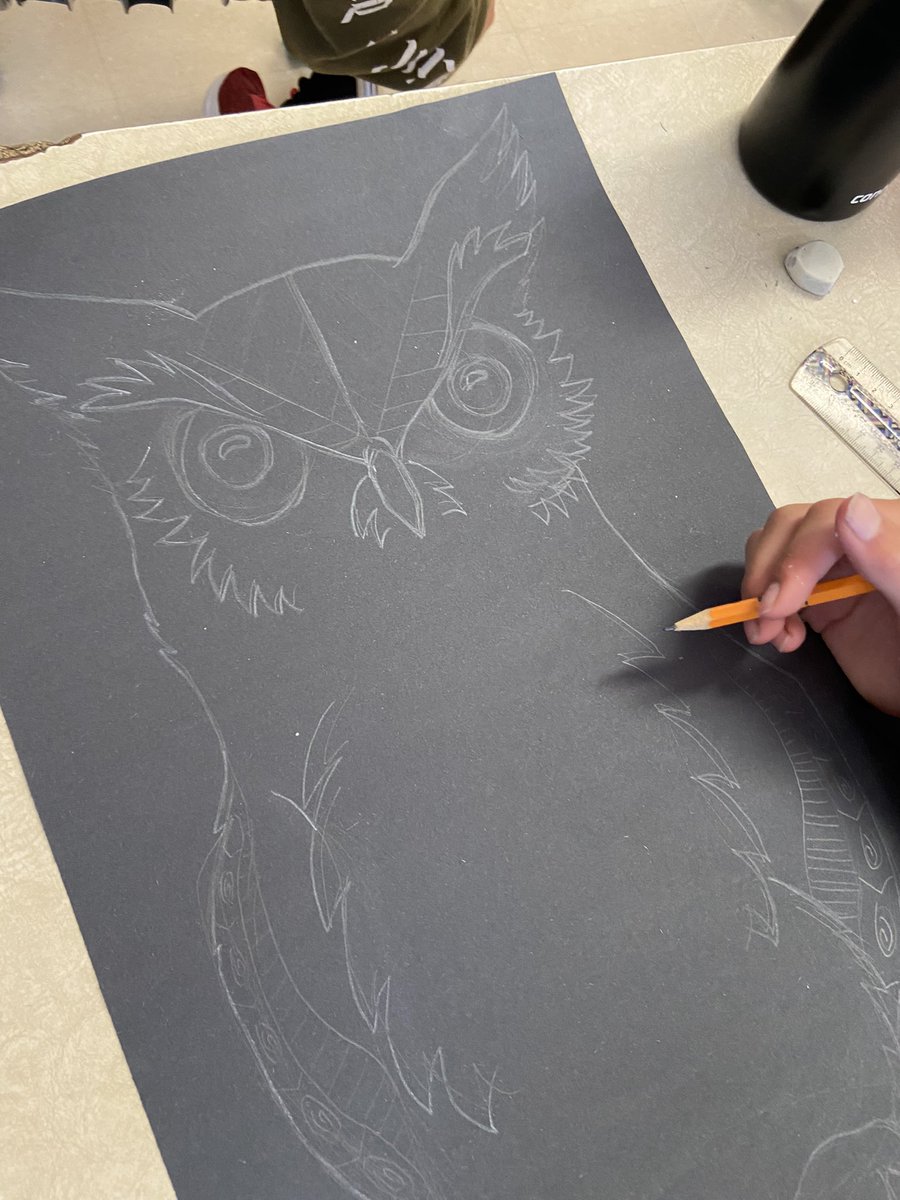 s_nods's tweet image. Grade 6/7 Ss having a “hoot” in #visualarts #lineowls #elementsofdesign #stgregoryschoolpowassan @npsc_schools #npscdsb