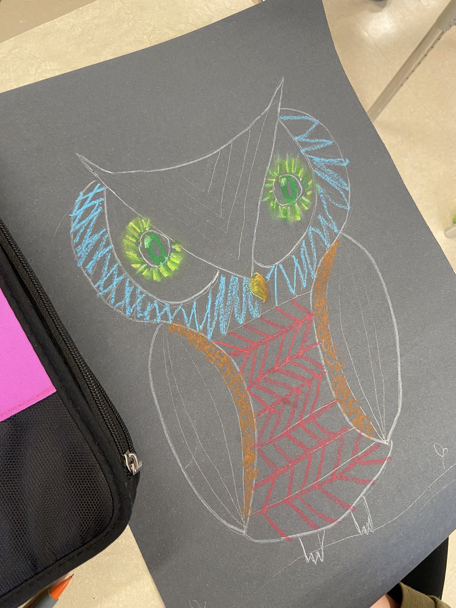s_nods's tweet image. Grade 6/7 Ss having a “hoot” in #visualarts #lineowls #elementsofdesign #stgregoryschoolpowassan @npsc_schools #npscdsb