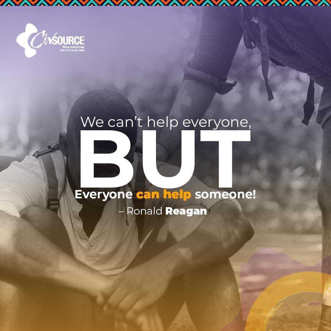 CivsourceAfrica's tweet photo. Ask yourself, "What can I do for one person today?" If each of us can ask and then do, what a glorious day that would be π₯°π₯°π₯° #ubuntudna #philanthropymatters #giversneverlack #OmutimaOmugabi https://t.co/DU9x8NZT0n