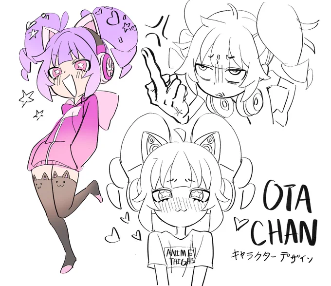 Concept sketches I did for Ota-Chan 

#イラスト #anime 