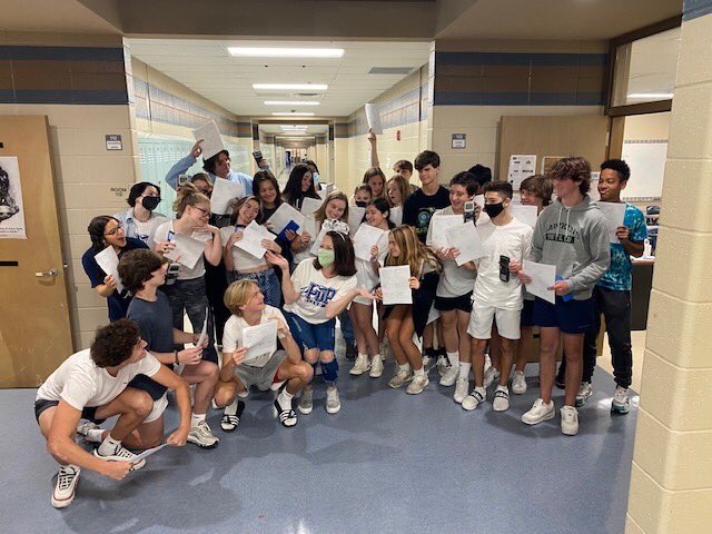 PopeHS1's tweet photo. Ms.Cason celebrating big results with her math classes today. Great teaching = Growth, Learning, Success! #INSPIREPOPEHS https://t.co/qK6xWHmGla