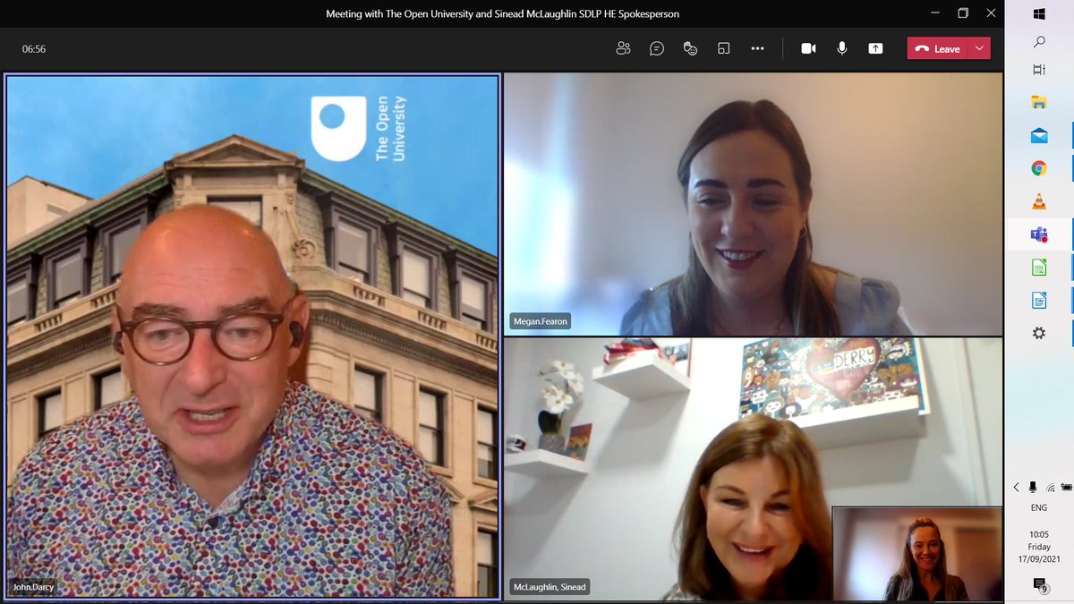 JohnMDArcy's tweet image. Great meeting with ⁦@SMcLaughlinmla⁩ this morning with my colleagues ⁦@megan_fearon⁩ and Chrisanne English to discuss all things ⁦@OUBelfast⁩ #LifeLongLearning #PartTimeStudents #Skills #NorthWest #Collaboration #lnnovation #LearningCity