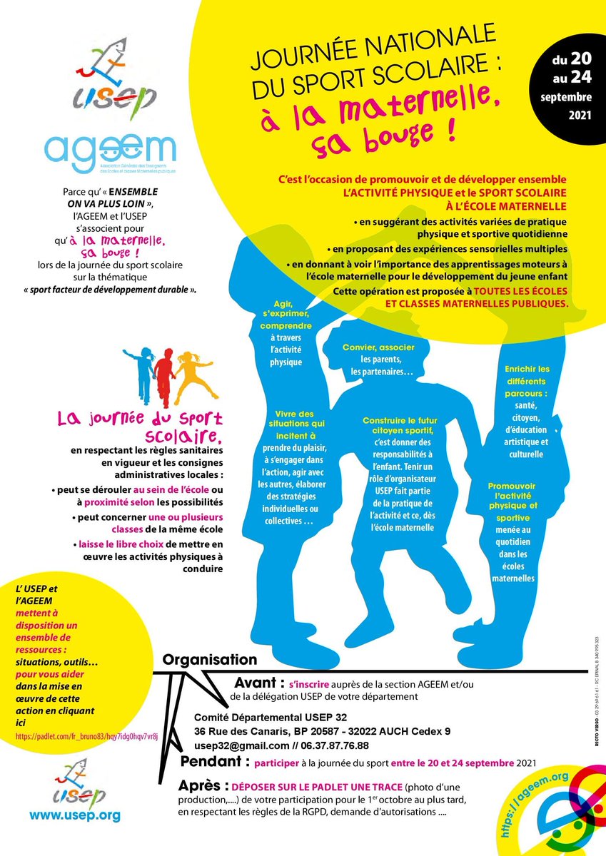 🔜 #JNSS2021 en approche ! 

Partenariat <a href="/usepnationale/">USEP nationale</a> <a href="/AGEEM_National/">AGEEM National</a> avec de nombreuses ressources pour les #maternelles 👇

gers.comite.usep.org/2021/09/17/la-…

<a href="/G24Toulouse/">G24 Toulouse</a> <a href="/Paris2024/">Paris 2024</a>  <a href="/CrusepO/">CRUSEP Occitanie</a> <a href="/usepnationale/">USEP nationale</a> <a href="/RA_Occitanie/">Région Académique Occitanie</a>
<a href="/EditionsEps/">Editions EP&S</a> <a href="/Sports_gouv/">Ministère des Sports 🇫🇷</a>
<a href="/AgeemAcTlse/">AGEEM ac Toulouse</a>
