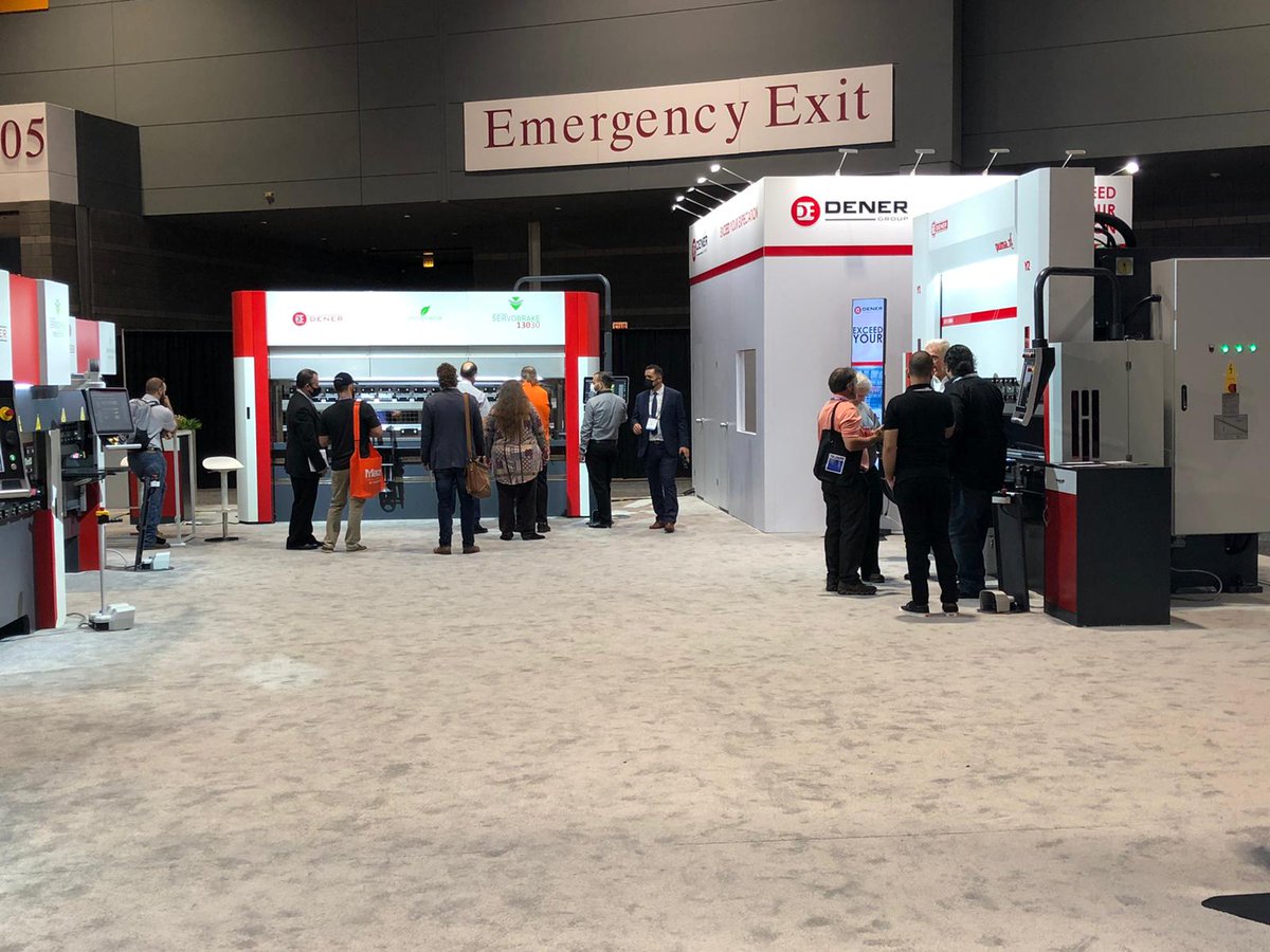 denermachinery's tweet photo. Exhibiting again at Fabtech was great! It was the right place to unveil our latest technologies on the sheet metal machinery market and also advise on new technological solutions for production optimization.
#dener #sheetmetal #pressbrake #servobrake #fiberlaser #fabtech2021 https://t.co/lQL2kPDFqw