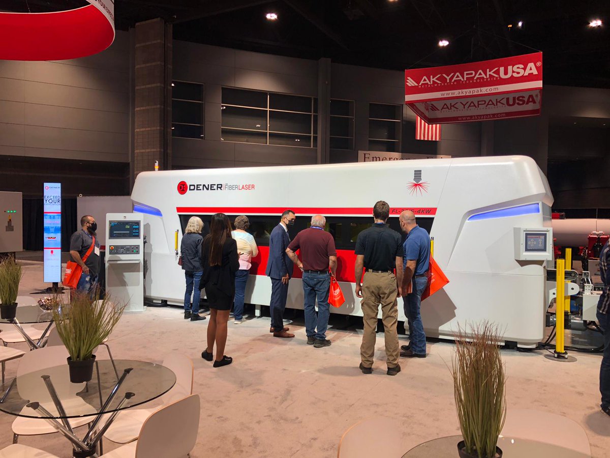 denermachinery's tweet photo. Exhibiting again at Fabtech was great! It was the right place to unveil our latest technologies on the sheet metal machinery market and also advise on new technological solutions for production optimization.
#dener #sheetmetal #pressbrake #servobrake #fiberlaser #fabtech2021 https://t.co/lQL2kPDFqw