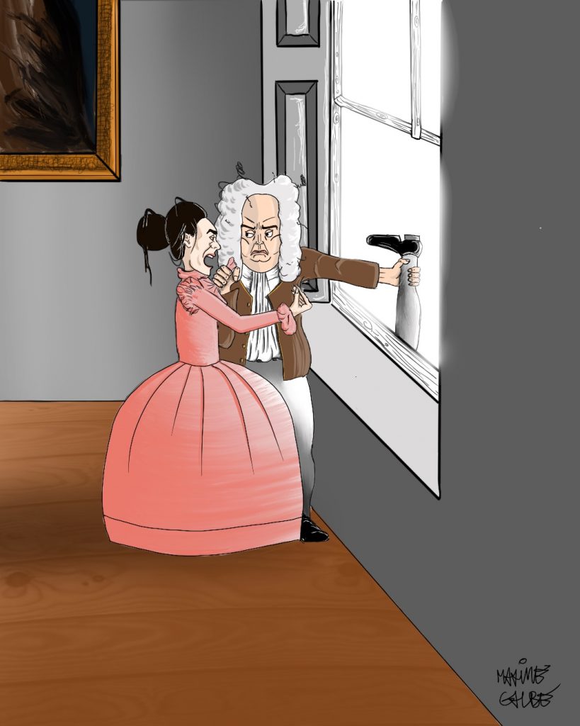 The second comic shows the time that Handel threatened to throw Italian soprano, Francesca Cuzzoni, out of the window for being difficult during a rehearsal! #ObjectOfTheWeek (3/5)