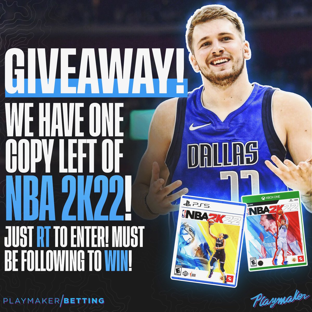 playmakerbet's tweet image. GIVEAWAY: We’re giving away 1 more copy of 2K22 for PlayStation or XBox! 🎮

Just RT to enter. 🔥 Winners will be chosen on Friday, September 24 ✅ Must be following to win.