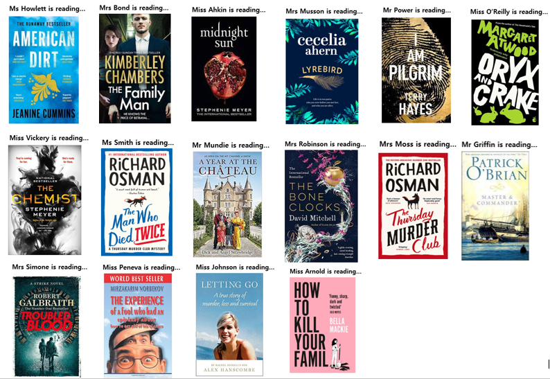 HEnglishdept's tweet photo. Happy #FictionFriday! The staff at HOH Academy have been busy #reading over the summer. Did you find a good #book to #read? Did you #discover something new? Have a look at what everyone is #currentlyreading! Got any questions? Go and ask your teacher about their #book! 📚📚📚 https://t.co/3fg1O39ZSZ