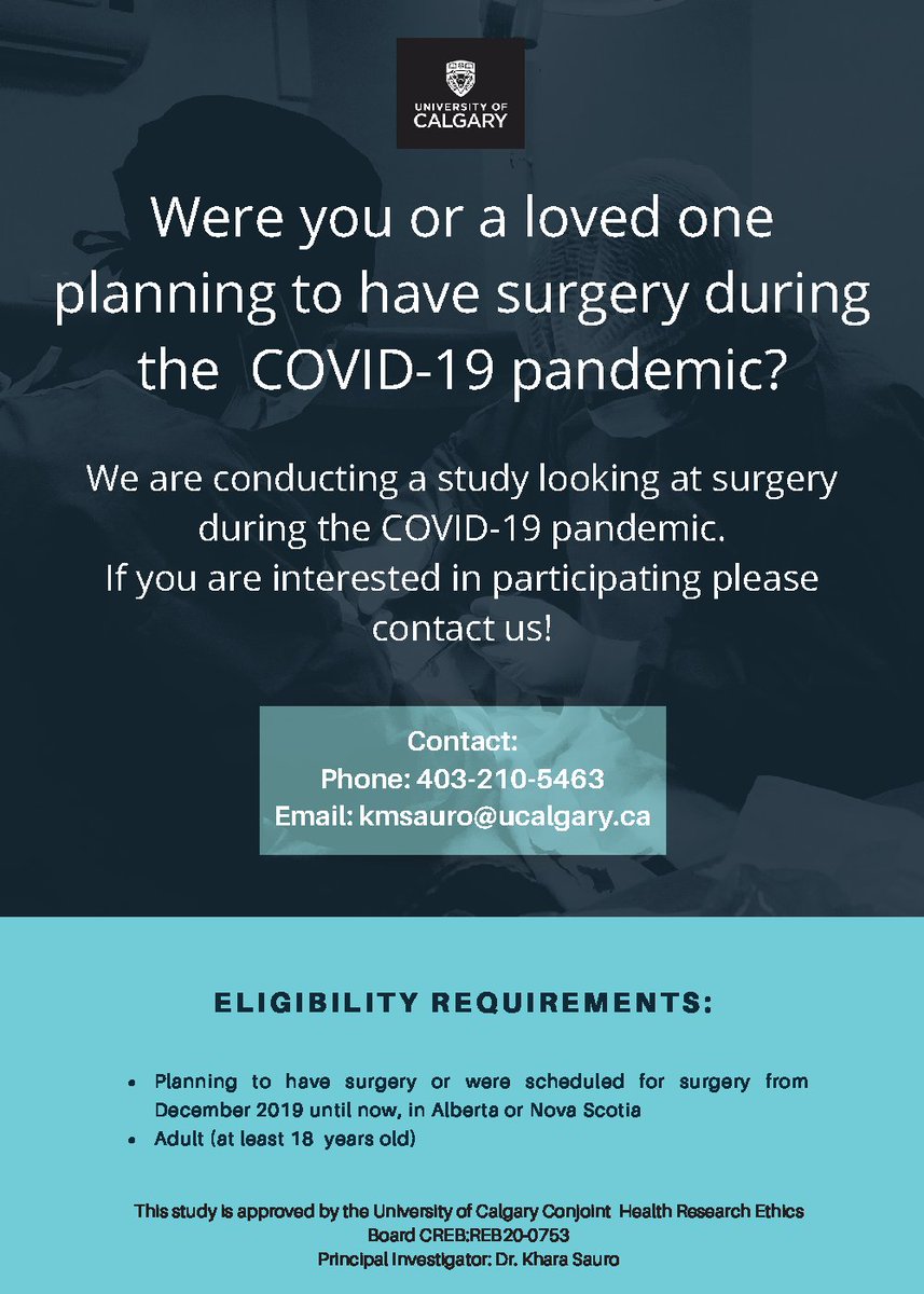 If you are one of the many patients, or loved ones of patients, who have had their surgeries postponed, contact us (DM, email, phone). 
We want to hear from you.
#COVID19AB #surgery