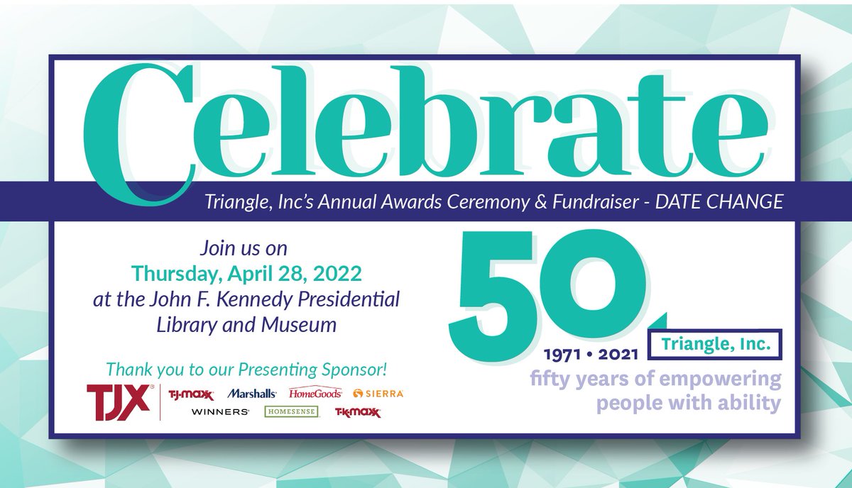 TriangleInc's tweet image. We have made the difficult decision to postpone our Annual Celebration event. We will now be celebrating 50 years of Triangle on Thursday, 4/28/22!

Click the 50th Anniversary tab - link in bio!
#DateChange #TriangleInc #50Years #Anniversary #Celebration