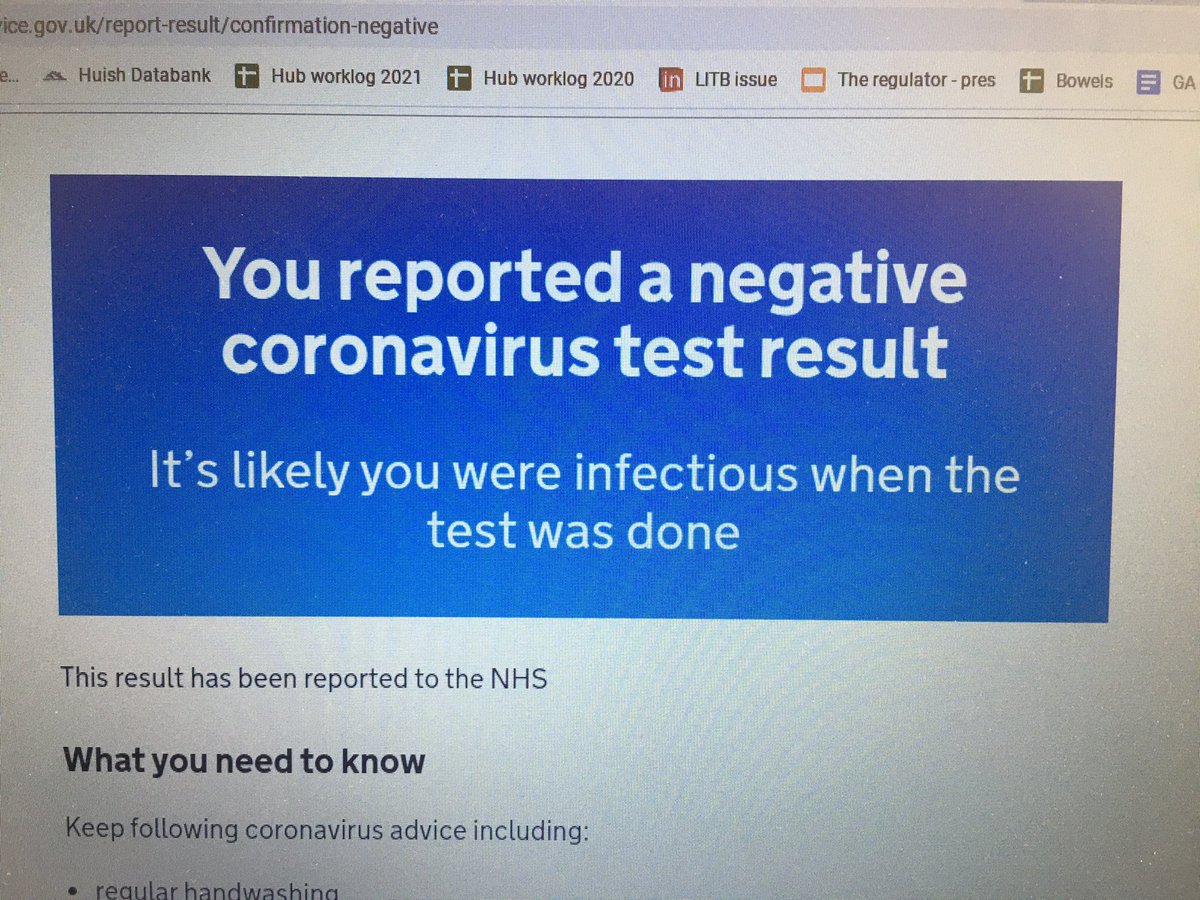 Just did a home Covid test (negative) and reported the result - anyone know what the second line of this means?? Seems like a pretty big clanger if it’s a website error.. 🤷‍♂️