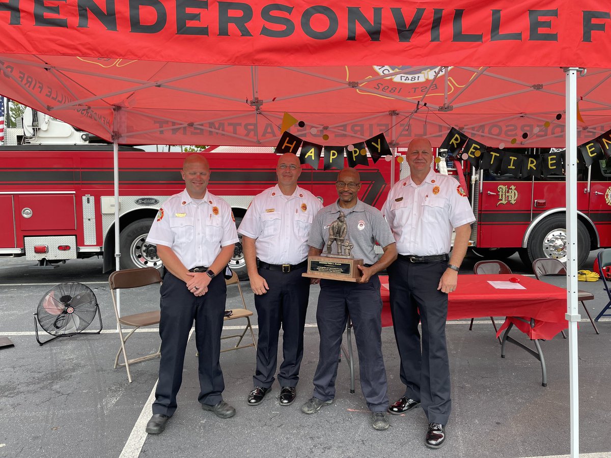 HVLfire's tweet image. The weather can’t rain on Terry’s parade! We are celebrating Engineer Terry Martin today and the legacy he leaves at the Hendersonville Fire Department and the City of Hendersonville! Best wishes on a well-deserved retirement!
