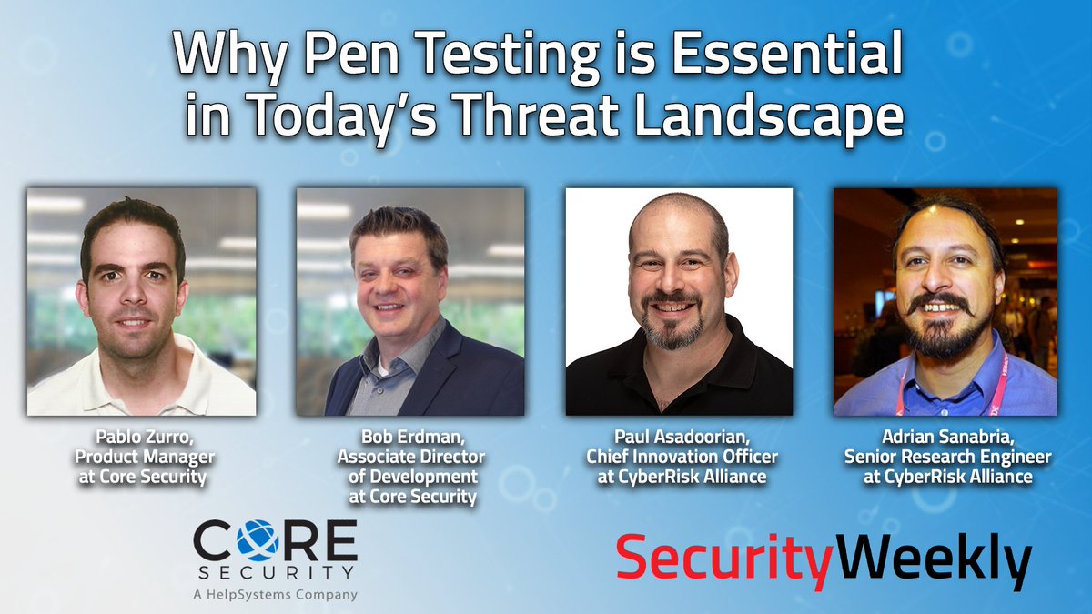 A proper pen test will help prepare an organization for the current types of attacks impacting folks today. 

Join <a href="/SecWeekly/">Security Weekly Podcast Network</a> and @CoreSecurity to learn more about how they use tools and automation to perform these tests more efficiently!

Watch Now: attendee.gotowebinar.com/register/79434…