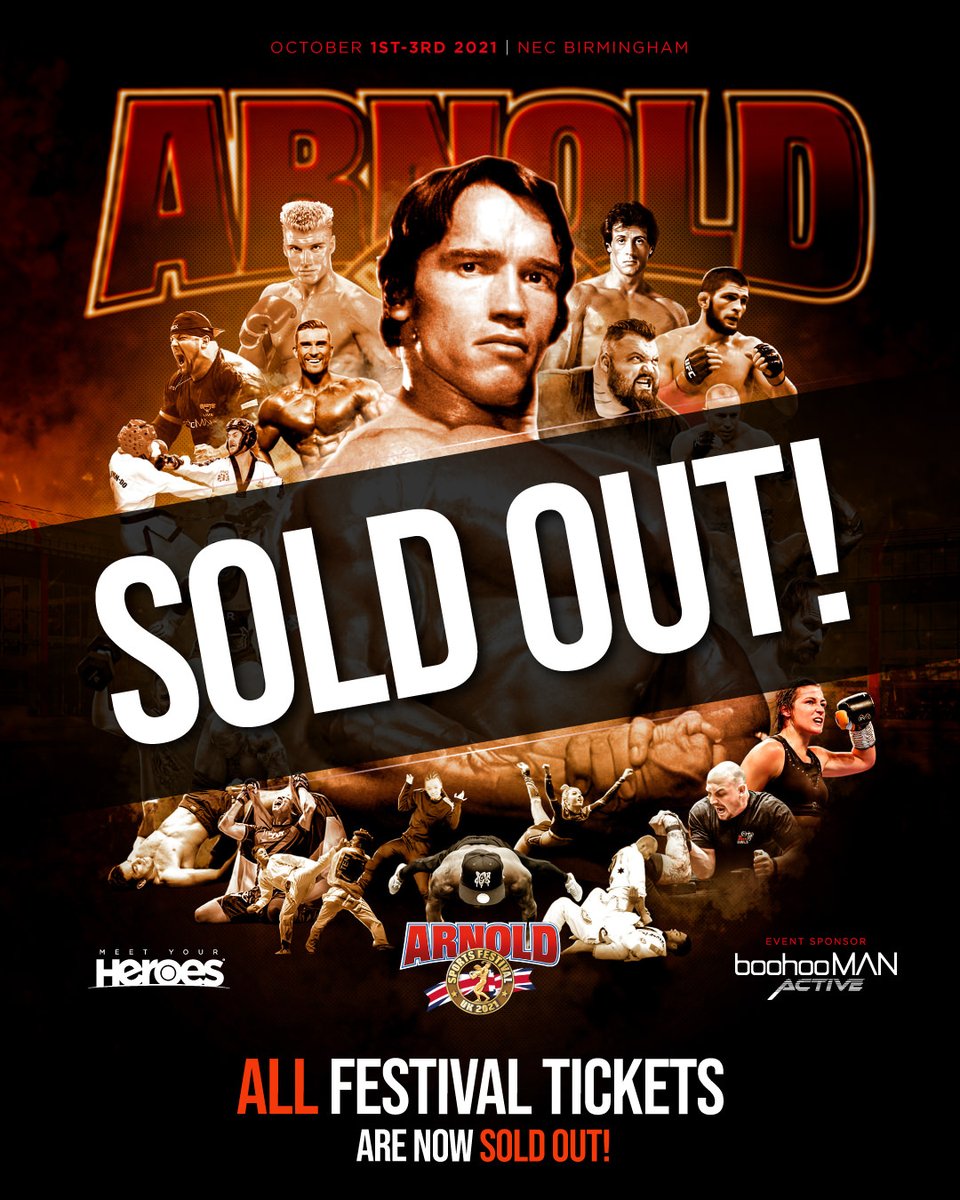 We are proud to announce that Arnold Sports Festival UK 2021 entry tickets are officially SOLD OUT! 20,000 visitors per day, 60,000 over three days. There will be NO walk ups on ANY of the days! We are starting off the first year with a HUGE statement!