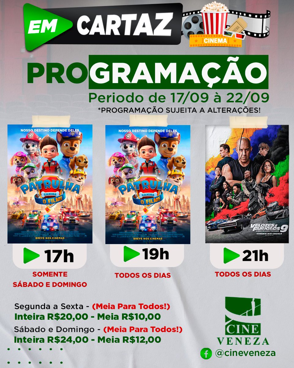 cineveneza's tweet photo. Programação da semana https://t.co/WBWMN2ABDk