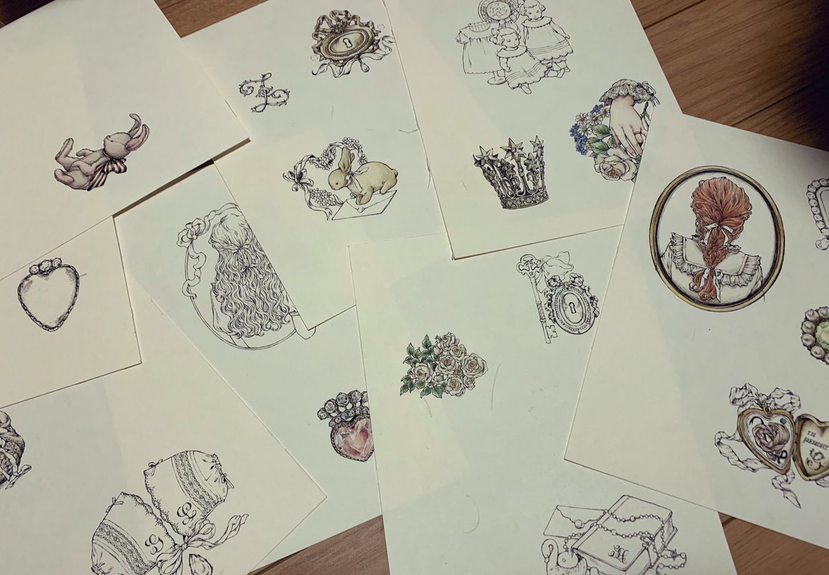四本目にもなってくると自分の中で色々欲が出てくるのか…わたし、マステの柄を描くときには毎年個人的にボツにする絵が一枚もなく、全部一揃え差替なしで描けていたんですが、今年はボツ絵がとにかくいーっぱいありました笑。
意識したのは、過去三本の『少女』よりほんの少し『年上の少女』。