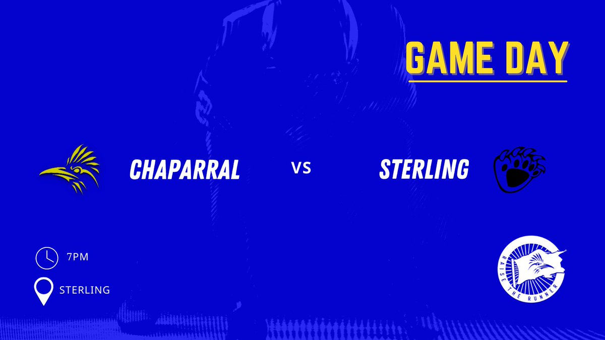 IT'S GAME DAY! Your Chaparral Roadrunners look to move to 3-0 as they travel to Sterling to take on the Black Bears. Game will be played at Sterling College. #raisetherunner