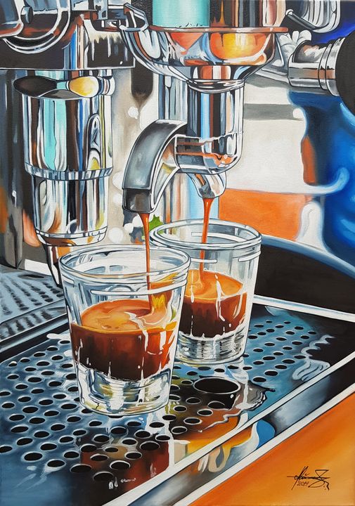 Ishyndar's tweet photo. Featured Art of the Day: ""Espresso in the morning"". Buy it at: https://t.co/82PTM9T83P https://t.co/nlBULohbcq