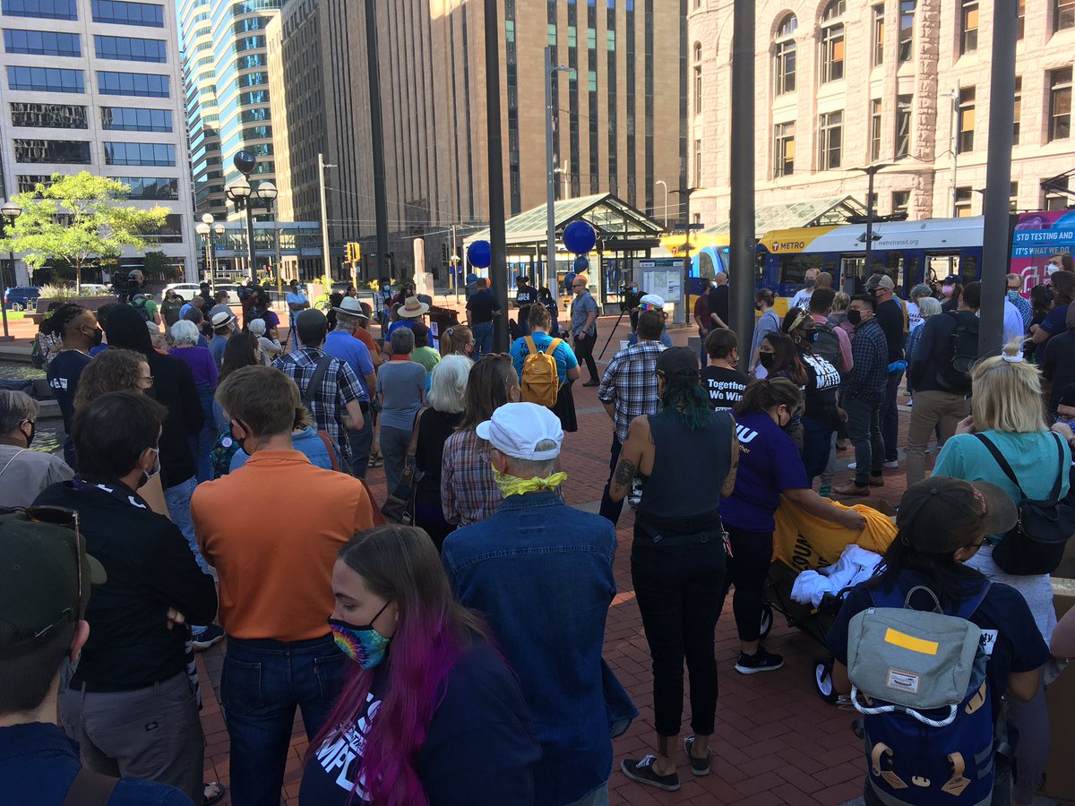 Big crowd downtown celebrating #Yes4Minneapolis win to go ahead with our vote to replace MPD with a Dept of Public Safety and open the door to real change in public safety