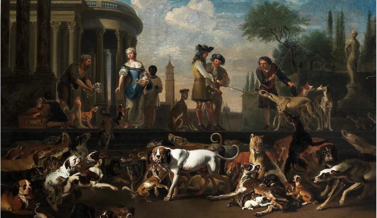 The city dog market. Don't you wish that you were there? I mean, what could be a better way to spend this day? As painted by Abraham Hondius in 1677.