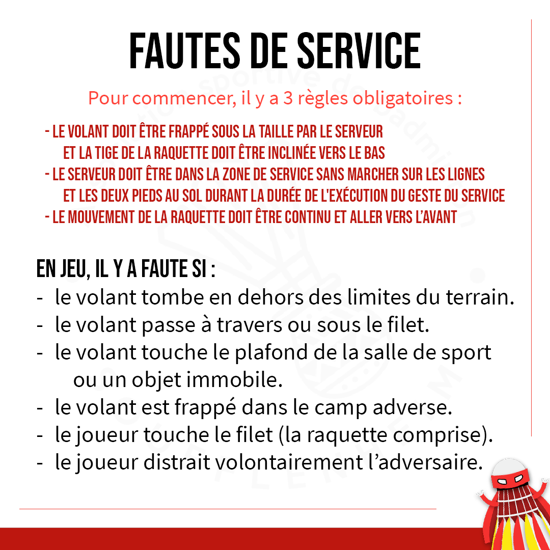 BadSoufflenheim's tweet photo. Super ASBS vous donne des informations bien précises sur le règlement officiel du badminton !

Et aujourd’hui il va s’intéresser aux fautes de service ainsi que sur comment se déroule les arrêts entre les sets !

@jamygourmaud
#CestBadSorcier #GoASBS 🔴🟡 https://t.co/0tEYl1l4TY