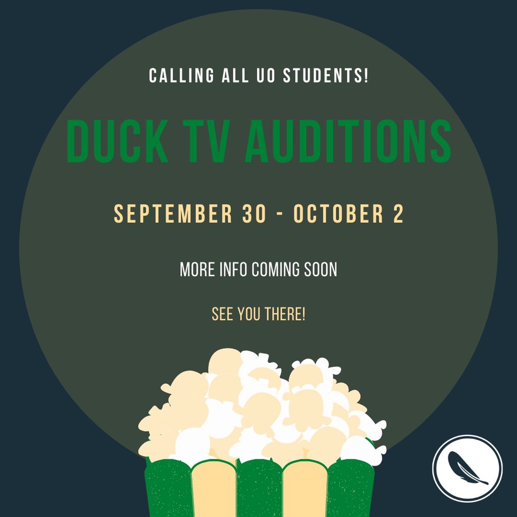DuckTV auditions are approaching! Make sure to follow <a href="/uoducktv/">Duck TV</a> on Instagram for more information on how to audition!🦆🎬💛💚