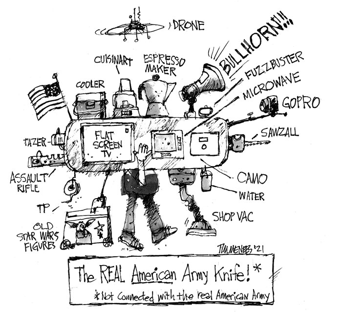 "The REAL American Army knife" (Cartoon by Tim Menees)
